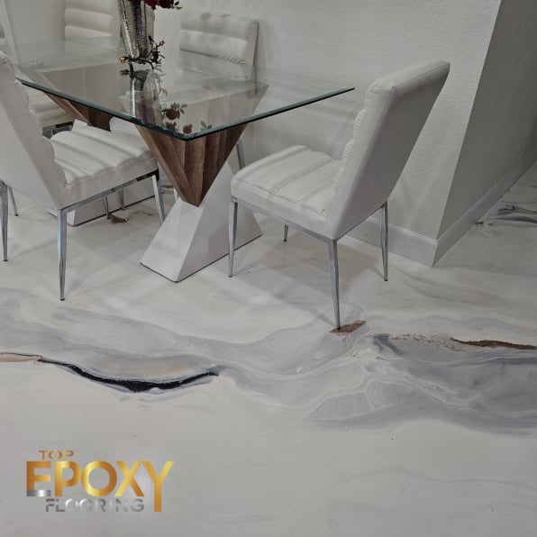marble epoxy floor in kitchen